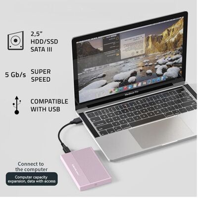 Qoltec Modèle - Boîtier SATA 2,5 pouces - Rose - Stockage externe Qoltec Modèle - Boîtier SATA 2,5 pouces - Rose - Stockage externe