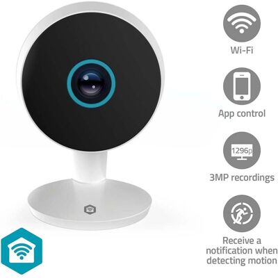 Nedis SmartLife Innenkamera Wi-Fi 3MP Full HD 1296p Cloud Storage (optional) / microSD (not en (2304 x 1296 Pixels), Caméra réseau, Blanc Nedis SmartLife Innenkamera Wi-Fi 3MP Full HD 1296p Cloud Storage (optional) / microSD (not en (2304 x 1296 Pixels), Caméra réseau, Blanc