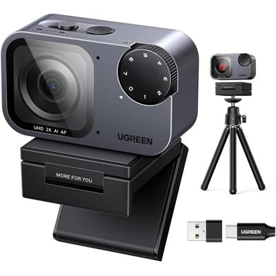 Ugreen Caméra web CM929 2K, Webcam, Noir Ugreen Caméra web CM929 2K, Webcam, Noir