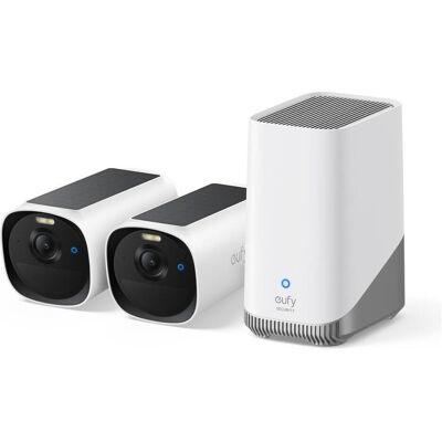 eufy Anker EufyCam 2x E40 + HomeBase S380 Up to 16TB HDD AI-Detection (2688 x 1520 pixels), Caméra réseau, Blanc eufy Anker EufyCam 2x E40 + HomeBase S380 Up to 16TB HDD AI-Detection (2688 x 1520 pixels), Caméra réseau, Blanc