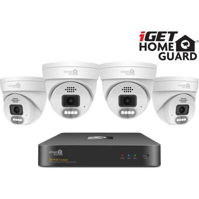 iGet HGNVK84804 - Kit caméra PoE, résolution 2K, NVR 8 canaux + 4x caméras avec son, IR + LED, (2560 x 1440 Pixels), Caméra réseau, Noir iGet HGNVK84804 - Kit caméra PoE, résolution 2K, NVR 8 canaux + 4x caméras avec son, IR + LED, (2560 x 1440 Pixels), Caméra réseau, Noir