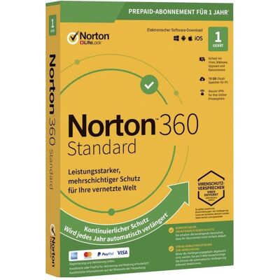 Symantec Norton 360 Standard - Sauvegarde cloud 10 GB, 1 appareil, 1 an Symantec Norton 360 Standard - Sauvegarde cloud 10 GB, 1 appareil, 1 an