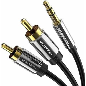 Vention Câble audio 3.5mm mâle vers 2x RCA mâle 3m BCFBI Black (3 m, Câble AUX, Câbles Cinch), Câble audio Vention Câble audio 3.5mm mâle vers 2x RCA mâle 3m BCFBI Black (3 m, Câble AUX, Câbles Cinch), Câble audio