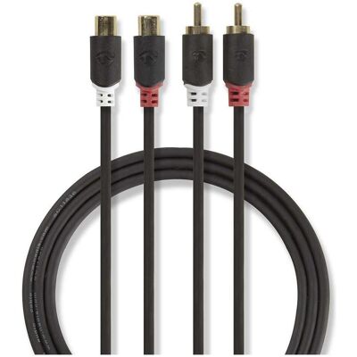 Nedis Câble audio stéréo 2x RCA mâle (2 m, Câbles Cinch), Câble audio Nedis Câble audio stéréo 2x RCA mâle (2 m, Câbles Cinch), Câble audio