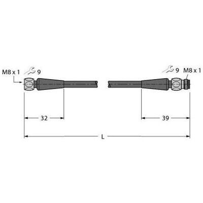 Turck Alimentation & Boissons hygiénique PVC Ligne de jonction PKGH4M-5-PSGH4M/TFE (5 m), Câble d'alimentation, Gris Turck Alimentation & Boissons hygiénique PVC Ligne de jonction PKGH4M-5-PSGH4M/TFE (5 m), Câble d'alimentation, Gris