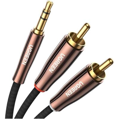 Ugreen AV170 Câble 2x RCA (Cinch) jack 3.5mm, 1m (noir) (1 m, Câbles Cinch), Câble audio Ugreen AV170 Câble 2x RCA (Cinch) jack 3.5mm, 1m (noir) (1 m, Câbles Cinch), Câble audio