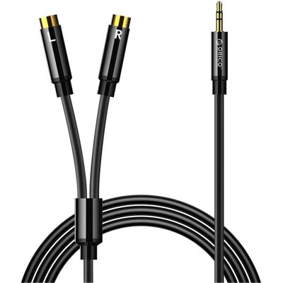Orico Câble audio AXRF mini-jack 3,5 mm vers 2 prises RCA femelles, 5 m - noir (5 m), Câble audio Orico Câble audio AXRF mini-jack 3,5 mm vers 2 prises RCA femelles, 5 m - noir (5 m), Câble audio