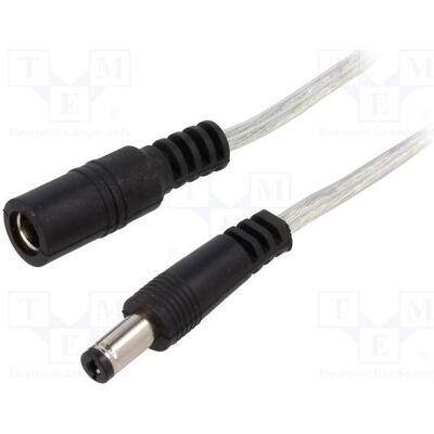 BQ Cable Câble 2 × 0,5 mm², fiche CC 5,5/2,1, prise CC 5,5/2,1 droite (5 m), Câble d'alimentation, Noir, Transparent BQ Cable Câble 2 × 0,5 mm², fiche CC 5,5/2,1, prise CC 5,5/2,1 droite (5 m), Câble d'alimentation, Noir, Transparent