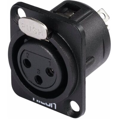Hicon Connecteur XLR encastrable 3 pôles HI-X3DF-G, Connecteur audio, Noir Hicon Connecteur XLR encastrable 3 pôles HI-X3DF-G, Connecteur audio, Noir
