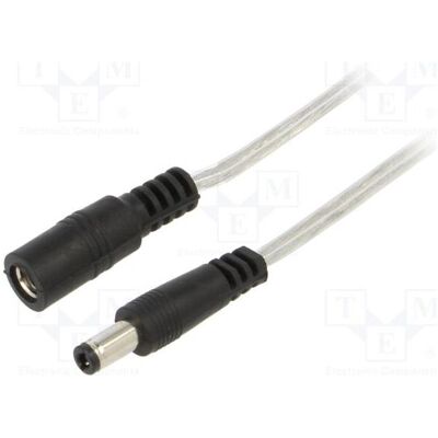 BQ Cable Câble 2 × 0,5 mm² CC, fiche 5,5/2,5, prise CC 5,5/2,5 droite (5 m), Câble d'alimentation, Transparent BQ Cable Câble 2 × 0,5 mm² CC, fiche 5,5/2,5, prise CC 5,5/2,5 droite (5 m), Câble d'alimentation, Transparent