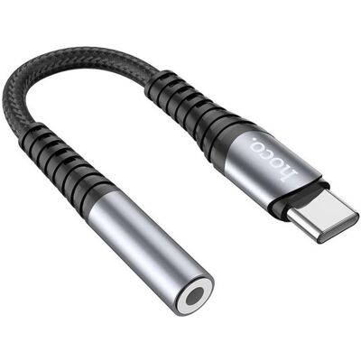 Hoco - Audio Cable Adapter (LS33) - Type-C to Jack 3.5mm - Grey (Adaptateur jack), Adaptateur audio, Gris Hoco - Audio Cable Adapter (LS33) - Type-C to Jack 3.5mm - Grey (Adaptateur jack), Adaptateur audio, Gris