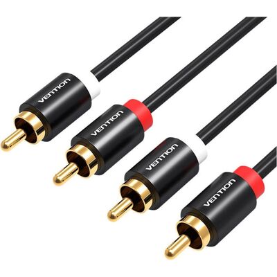 Vention 2RCA (RCA) to 2RCA (RCA) Cable VAB-R06-B200 2m (black) (2 m, Câbles Cinch), Câble audio Vention 2RCA (RCA) to 2RCA (RCA) Cable VAB-R06-B200 2m (black) (2 m, Câbles Cinch), Câble audio
