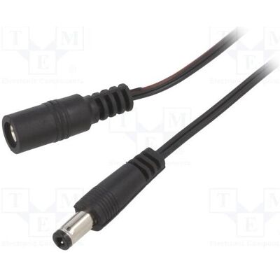 BQ Cable Câble 2 × 0,35 mm² CC, fiche 5,5/2,5, prise CC 5,5/2,5 droite (2 m), Câble d'alimentation, Noir BQ Cable Câble 2 × 0,35 mm² CC, fiche 5,5/2,5, prise CC 5,5/2,5 droite (2 m), Câble d'alimentation, Noir
