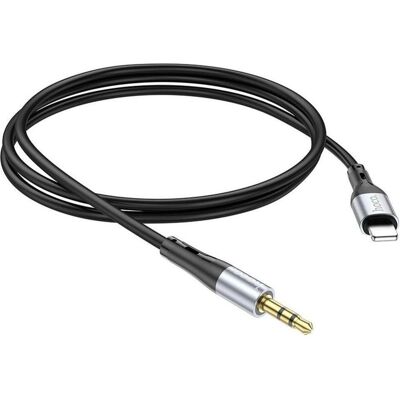 Hoco Cable Cable AUX Jack 3,5 mm to Lightning 1 m UPA22 black (1 m, Câble AUX), Câble audio Hoco Cable Cable AUX Jack 3,5 mm to Lightning 1 m UPA22 black (1 m, Câble AUX), Câble audio