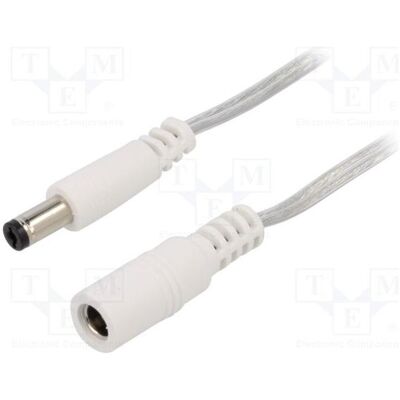 BQ Cable Câble 2 × 0,5 mm², fiche CC 5,5/2,1, prise CC 5,5/2,1 droite (2 m), Câble d'alimentation, Transparent BQ Cable Câble 2 × 0,5 mm², fiche CC 5,5/2,1, prise CC 5,5/2,1 droite (2 m), Câble d'alimentation, Transparent