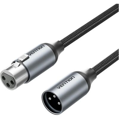 Vention Câble de microphone XLR avec gaine tressée et connecteur en aluminium, 1 m, noir (1 m, Câbles XLR), Câble audio Vention Câble de microphone XLR avec gaine tressée et connecteur en aluminium, 1 m, noir (1 m, Câbles XLR), Câble audio