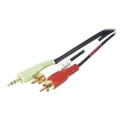 Câble audio Tecline - 5m, Jack stéréo à 2 RCA, Or plaqué - Câble audio Câble audio Tecline - 5m, Jack stéréo à 2 RCA, Or plaqué - Câble audio