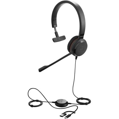 Jabra Evolve 30 (Filaire, USB-C, Les équipes Microsoft), Casque micro de bureau, Noir Jabra Evolve 30 (Filaire, USB-C, Les équipes Microsoft), Casque micro de bureau, Noir