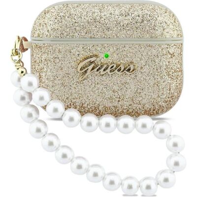 Guess Case Glitter Pearl Strap for AirPods Pro 3 gold (Manchon pour casque d'écoute), Étui pour écouteurs + casque, Or Guess Case Glitter Pearl Strap for AirPods Pro 3 gold (Manchon pour casque d'écoute), Étui pour écouteurs + casque, Or
