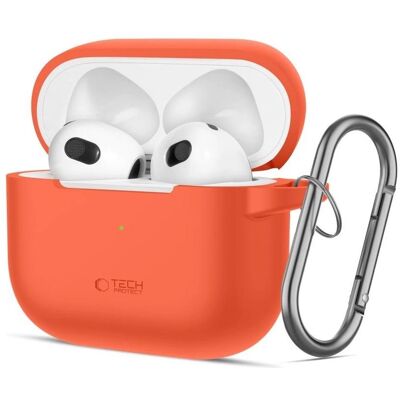 Tech-Protect Étui à crochet en silicone pour Apple AirPods 3 - Orange (Manchon pour casque d'écoute), Étui pour écouteurs + casque, Orange Tech-Protect Étui à crochet en silicone pour Apple AirPods 3 - Orange (Manchon pour casque d'écoute), Étui pour écouteurs + casque, Orange