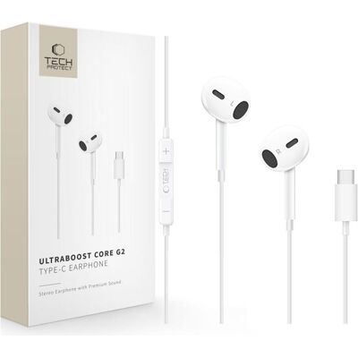 Tech-Protect Ultraboost Core G2 USB-C Kopfhörer - Weiss (Filaire), Écouteurs, Blanc Tech-Protect Ultraboost Core G2 USB-C Kopfhörer - Weiss (Filaire), Écouteurs, Blanc