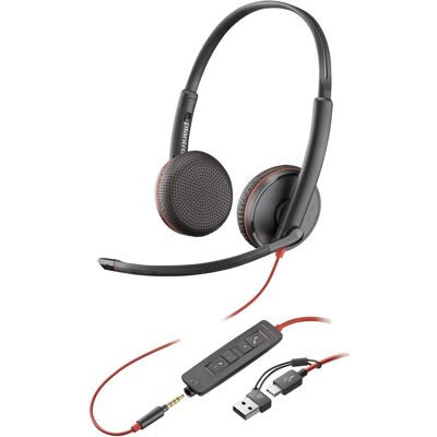 HP Poly Blackwire 3225 stéréo USB-C (Filaire, USB-C), Casque micro de bureau, Noir HP Poly Blackwire 3225 stéréo USB-C (Filaire, USB-C), Casque micro de bureau, Noir