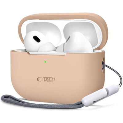 Tech-Protect Etui en silicone pour Apple AirPods Pro 1 / 2 - Beige (Manchon pour casque d'écoute), Étui pour écouteurs + casque, Beige Tech-Protect Etui en silicone pour Apple AirPods Pro 1 / 2 - Beige (Manchon pour casque d'écoute), Étui pour écouteurs + casque, Beige