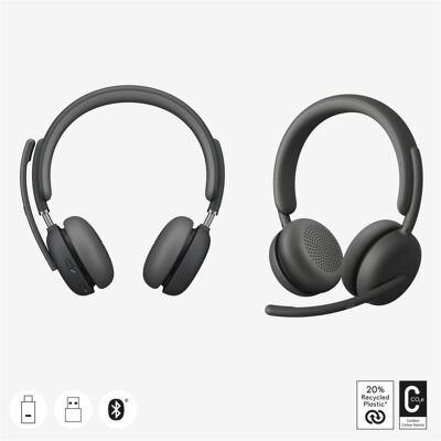 Logitech Zone Wireless 2 (Sans fil), Casque micro de bureau, Noir, Gris Logitech Zone Wireless 2 (Sans fil), Casque micro de bureau, Noir, Gris