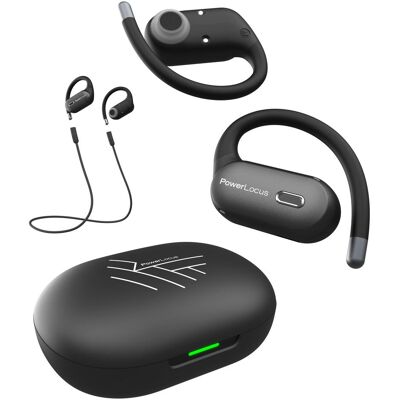 PowerLocus Move Open Ear Bluetooth-Kopfhörer (6 h, Sans fil), Écouteurs, Noir PowerLocus Move Open Ear Bluetooth-Kopfhörer (6 h, Sans fil), Écouteurs, Noir