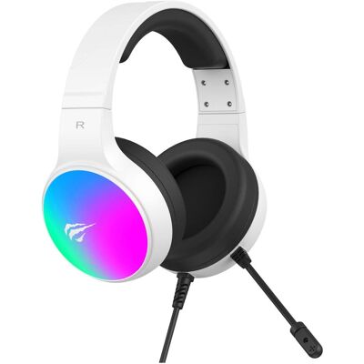 Havit - Gaming Headphones (H2043U) - with Microphone, 50mm Speaker, USB, 2.1m - White (Filaire), Casque gaming, Blanc, Noir Havit - Gaming Headphones (H2043U) - with Microphone, 50mm Speaker, USB, 2.1m - White (Filaire), Casque gaming, Blanc, Noir