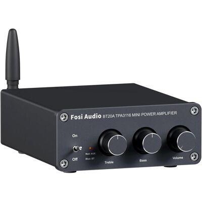 Fosi Audio BT20A Stereo HiFi-Verstärker – Bluetooth 5.0 – 2 × 100 W (Amplificateur), Amplificateur stéréo, Noir Fosi Audio BT20A Stereo HiFi-Verstärker – Bluetooth 5.0 – 2 × 100 W (Amplificateur), Amplificateur stéréo, Noir