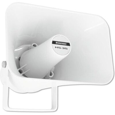 Haut-parleur à corne OMNITRONIC HS-35 - Résistant aux intempéries, 100V, 15W, Blanc Haut-parleur à corne OMNITRONIC HS-35 - Résistant aux intempéries, 100V, 15W, Blanc