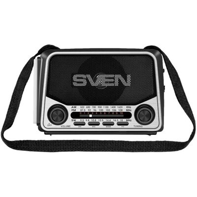 Sven Głośnik SRP-150 szary (3W, Bluetooth, FM/AM/SW, USB, microSD, latarka, bateria) (18 h), Enceinte Bluetooth, Gris Sven Głośnik SRP-150 szary (3W, Bluetooth, FM/AM/SW, USB, microSD, latarka, bateria) (18 h), Enceinte Bluetooth, Gris