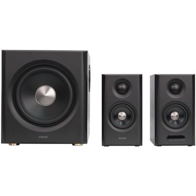 Edifier S355DB 2.1 schwarz Bluetooth Hi-Res (Set, 150 W), Enceinte hifi + home cinéma, Noir, Marron Edifier S355DB 2.1 schwarz Bluetooth Hi-Res (Set, 150 W), Enceinte hifi + home cinéma, Noir, Marron