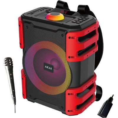 Akai Enceinte Bluetooth portable avec microphone, 30 W, LED RGB, radio FM, ABTS-V25, Enceinte Bluetooth Akai Enceinte Bluetooth portable avec microphone, 30 W, LED RGB, radio FM, ABTS-V25, Enceinte Bluetooth