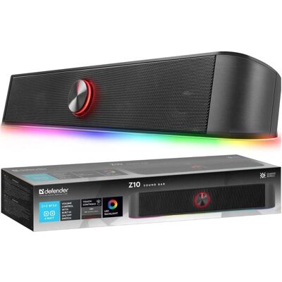 Defender Soundbar Z10, 2.0, 6W, schwarz, LED-Unterbeleuchtung (6 W, 2.0 Canal), Barre de son, Noir Defender Soundbar Z10, 2.0, 6W, schwarz, LED-Unterbeleuchtung (6 W, 2.0 Canal), Barre de son, Noir