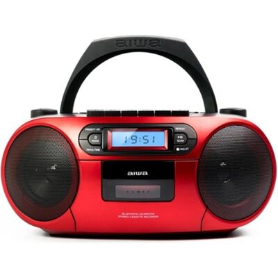 Aiwa Boombox rétro portable CD/MP3/USB/cassette/BT/FM rouge RC-250RD (FM, Bluetooth), Radio, Rouge Aiwa Boombox rétro portable CD/MP3/USB/cassette/BT/FM rouge RC-250RD (FM, Bluetooth), Radio, Rouge