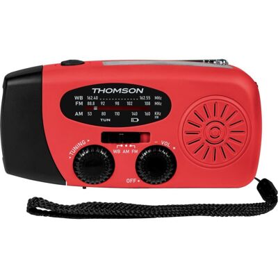 Thomson Emergency Hand Crank Radio - Rouge (AM, FM, Bluetooth), Radio, Rouge Thomson Emergency Hand Crank Radio - Rouge (AM, FM, Bluetooth), Radio, Rouge