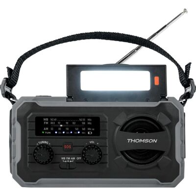 Thomson Emergency Hand Crank Radio w/ Solar - Grey (AM, FM, Bluetooth), Radio, Gris Thomson Emergency Hand Crank Radio w/ Solar - Grey (AM, FM, Bluetooth), Radio, Gris