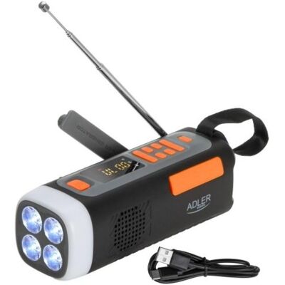 Adler AD 1920 Parnesajams radio-lukturis ar dinamo funkciju AD 1920 (5905575910714) (AM, FM, Bluetooth), Radio, Noir Adler AD 1920 Parnesajams radio-lukturis ar dinamo funkciju AD 1920 (5905575910714) (AM, FM, Bluetooth), Radio, Noir