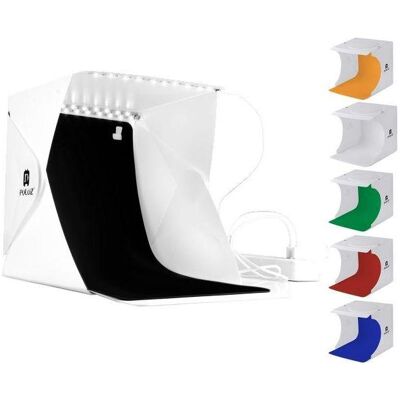 Puluz Tente Photo Portable 22x23x24cm + 2 Lampes LED + 6 Fonds Puluz Tente Photo Portable 22x23x24cm + 2 Lampes LED + 6 Fonds