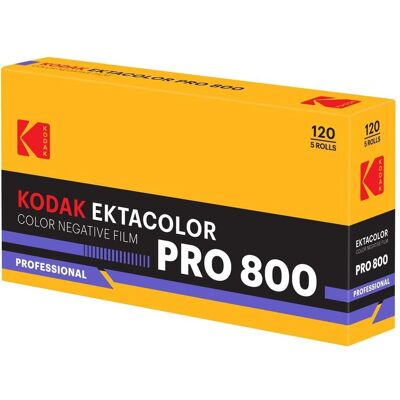 Kodak Film Ektacolor Pro 800 – Format moyen 120 – Lot de 5 rouleaux – ISO 800 – Négatif couleur, Film analogique Kodak Film Ektacolor Pro 800 – Format moyen 120 – Lot de 5 rouleaux – ISO 800 – Négatif couleur, Film analogique
