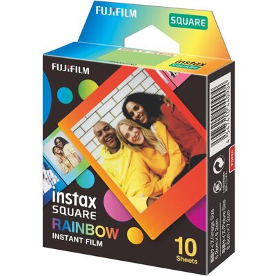 Fujifilm Instax Square Film Rainbow, Film instantané, Multicolore, Blanc, Noir Fujifilm Instax Square Film Rainbow, Film instantané, Multicolore, Blanc, Noir