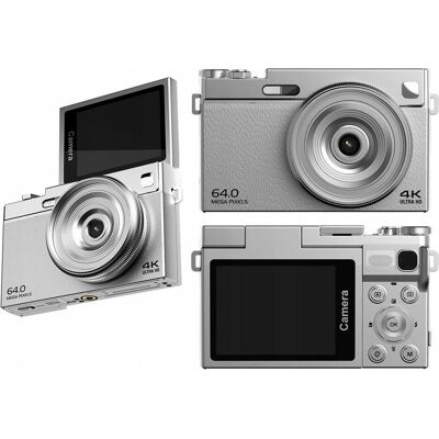 Xrec Aparat Cyfrowy 64mp / 4k / 16x Zoom / Obrotowy Ekran Lcd 2,88" / C77 / Srebrny (64 Mpx), Appareil photo, Argent Xrec Aparat Cyfrowy 64mp / 4k / 16x Zoom / Obrotowy Ekran Lcd 2,88" / C77 / Srebrny (64 Mpx), Appareil photo, Argent
