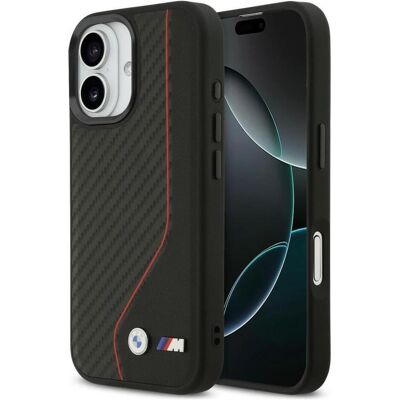 BMW Case M Carbon Line & Logo MagSafe for iPhone 17 red (Apple iPhone 17), Coque pour téléphone portable, Noir, Rouge BMW Case M Carbon Line & Logo MagSafe for iPhone 17 red (Apple iPhone 17), Coque pour téléphone portable, Noir, Rouge