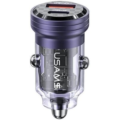 Usams Ład. sam. C35 USB+USB-C 45W Fast Charge fioletowy/purple CC175CC02 (US-CC175), Adaptateur pour véhicule, Violet Usams Ład. sam. C35 USB+USB-C 45W Fast Charge fioletowy/purple CC175CC02 (US-CC175), Adaptateur pour véhicule, Violet