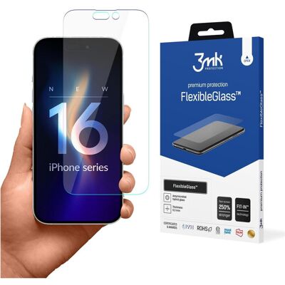 3MK FlexibleGlass iPhone 16 Pro Max Szkło Hybrydowe (1 pcs, Apple iPhone 16 Pro Max), Téléphone portable : film de protection 3MK FlexibleGlass iPhone 16 Pro Max Szkło Hybrydowe (1 pcs, Apple iPhone 16 Pro Max), Téléphone portable : film de protection