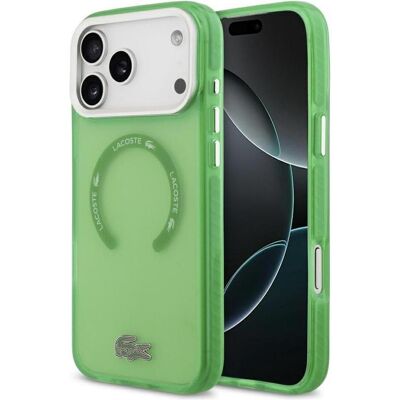 Lacoste Shockproof Transparent Frosted MagSafe Case for iPhone 17 Pro Max Green (Apple iPhone 17 Pro Max), Coque pour téléphone portable, Vert Lacoste Shockproof Transparent Frosted MagSafe Case for iPhone 17 Pro Max Green (Apple iPhone 17 Pro Max), Coque pour téléphone portable, Vert