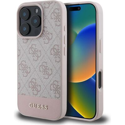 Coque rigide rose Guess pour iPhone 16 Pro avec bande inférieure 4G Coque rigide rose Guess pour iPhone 16 Pro avec bande inférieure 4G