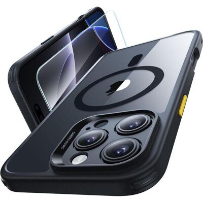 ESR Étui hybride Halolock MagSafe + verre trempé (Apple iPhone 16 Pro), Coque pour téléphone portable, Noir, Transparent ESR Étui hybride Halolock MagSafe + verre trempé (Apple iPhone 16 Pro), Coque pour téléphone portable, Noir, Transparent